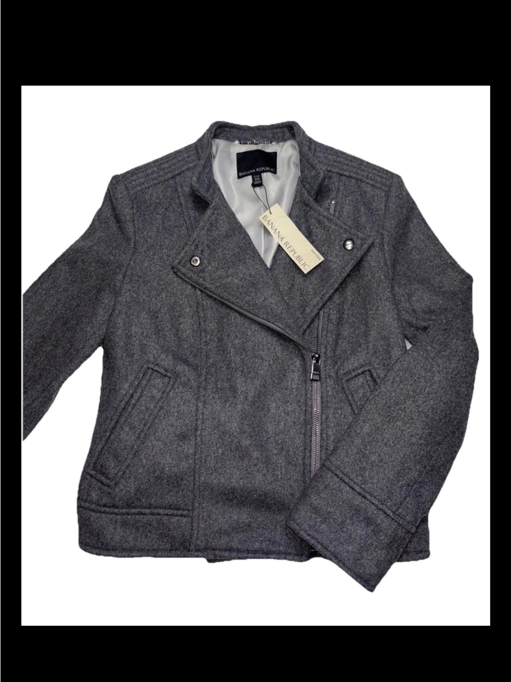 NWT Banana Republic Gray Wool Blend Moto Biker Jacket Size XS